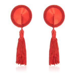 PEZONERAS SATINADAS CON BORLAS ROJAS